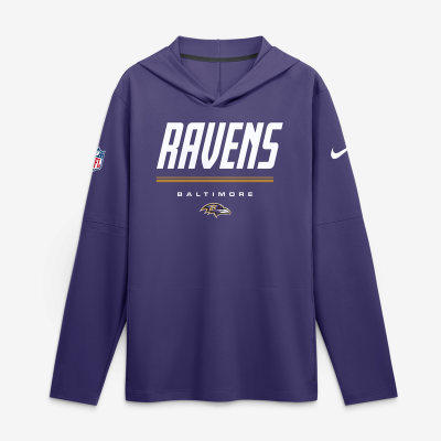 Baltimore Ravens Nike Purple Sideline Game On Lightweight Long Sleeve Hooded Dri-FIT Top