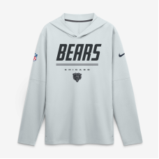 Chicago Bears Nike Platinum Sideline Game On Lightweight Long Sleeve Hooded Dri-FIT Top Chicago Bears Nike Platinum Sideline Game On Lightweight Long Sleeve Hooded Dri-FIT Top