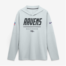 Baltimore Ravens Nike Platinum Sideline Game On Lightweight Long Sleeve Hooded Dri-FIT Top Baltimore Ravens Nike Platinum Sideline Game On Lightweight Long Sleeve Hooded Dri-FIT Top