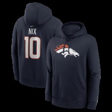 Denver Broncos Bo Nix Nike Navy Name & Number Fleece Hoodie Denver Broncos Bo Nix Nike Navy Name & Number Fleece Hoodie
