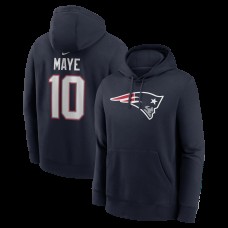 New England Patriots Drake Maye Nike Navy Player Name & Number Fleece Hoodie