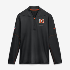 Пуловер Cincinnati Bengals Nike Black Sideline Logo Glory Midweight Dri-FIT Half-Zip Пуловер Cincinnati Bengals Nike Black Sideline Logo Glory Midweight Dri-FIT Half-Zip