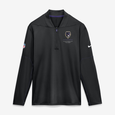 Baltimore Ravens Nike Black Sideline Logo Glory Midweight Dri-FIT Half-Zip Pullover