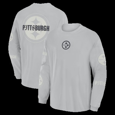 Pittsburgh Steelers Fanatics Gray Oversized Type Play Long Sleeve T-Shirt