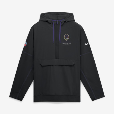 Куртка Baltimore Ravens Nike Black Sideline Logo Glory Anorak Half-Zip Hooded