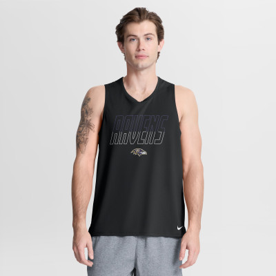 Baltimore Ravens Nike Black Kickoff Miler Dri-FIT Tank​ Top