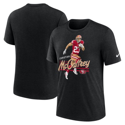San Francisco 49ers Christian McCaffrey Nike Heather Black Player Graphic T-Shirt