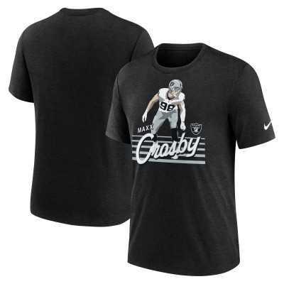 Las Vegas Raiders Maxx Crosby Nike Heather Black Player Graphic T-Shirt
