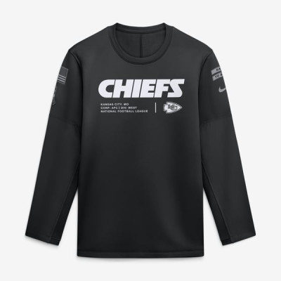 Свитшот Kansas City Chiefs Nike 2026 Salute to Service Sideline Coaches Crewneck Therma-FIT - Black