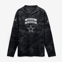 Dallas Cowboys Nike 2026 Salute to Service Sideline Lightweight Hooded Dri-FIT Long Sleeve Top - Black
