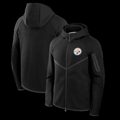 Pittsburgh Steelers Nike Black Tech Fleece Full-Zip Windrunner Hoodie