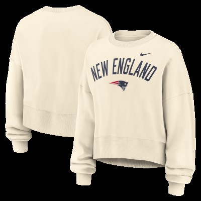 Женская New England Patriots Nike Natural Oversized Legacy Arch Phoenix Fleece Sweatshirt