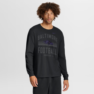 Футболка с длинным рукавом Baltimore Ravens Nike Black Always Prepared Essential Cotton