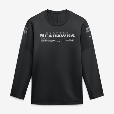 Свитшот Seattle Seahawks Nike 2026 Salute to Service Sideline Coaches Crewneck Therma-FIT - Black