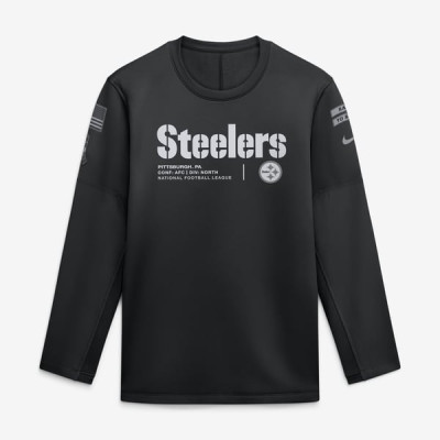 Свитшот Pittsburgh Steelers Nike 2026 Salute to Service Sideline Coaches Crewneck Therma-FIT - Black