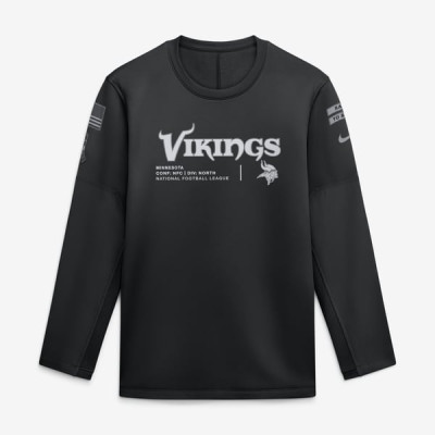Свитшот Minnesota Vikings Nike 2026 Salute to Service Sideline Coaches Crewneck Therma-FIT - Black