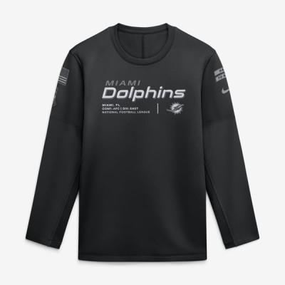Свитшот Miami Dolphins Nike 2026 Salute to Service Sideline Coaches Crewneck Therma-FIT - Black