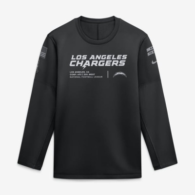 Свитшот Los Angeles Chargers Nike 2026 Salute to Service Sideline Coaches Crewneck Therma-FIT - Black