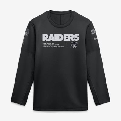 Свитшот Las Vegas Raiders Nike 2026 Salute to Service Sideline Coaches Crewneck Therma-FIT - Black