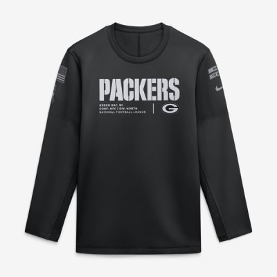 Свитшот Green Bay Packers Nike 2026 Salute to Service Sideline Coaches Crewneck Therma-FIT - Black