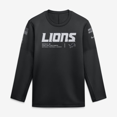 Свитшот Detroit Lions Nike 2026 Salute to Service Sideline Coaches Crewneck Therma-FIT - Black