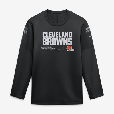 Свитшот Cleveland Browns Nike 2026 Salute to Service Sideline Coaches Crewneck Therma-FIT - Black