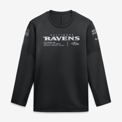 Свитшот Baltimore Ravens Nike 2026 Salute to Service Sideline Coaches Crewneck Therma-FIT - Black