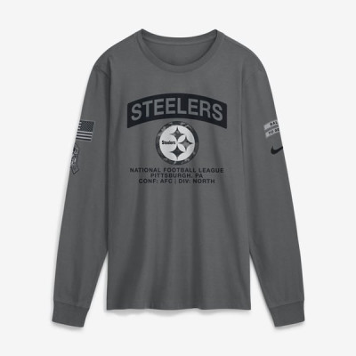 Футболка с длинным рукавом Pittsburgh Steelers Nike 2026 Salute to Service - Gray