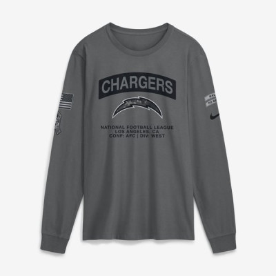Футболка с длинным рукавом Los Angeles Chargers Nike 2026 Salute to Service - Gray