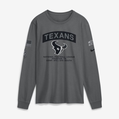 Футболка с длинным рукавом Houston Texans Nike 2026 Salute to Service - Gray