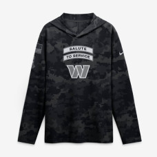 Washington Commanders Nike 2026 Salute to Service Sideline Lightweight Hooded Dri-FIT Long Sleeve Top - Black Washington Commanders Nike 2026 Salute to Service Sideline Lightweight Hooded Dri-FIT Long Sleeve Top - Black