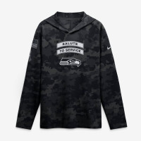 Seattle Seahawks Nike 2026 Salute to Service Sideline Lightweight Hooded Dri-FIT Long Sleeve Top - Black