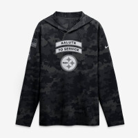 Pittsburgh Steelers Nike 2026 Salute to Service Sideline Lightweight Hooded Dri-FIT Long Sleeve Top - Black