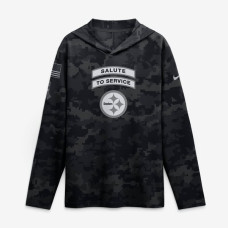 Pittsburgh Steelers Nike 2026 Salute to Service Sideline Lightweight Hooded Dri-FIT Long Sleeve Top - Black Pittsburgh Steelers Nike 2026 Salute to Service Sideline Lightweight Hooded Dri-FIT Long Sleeve Top - Black