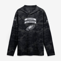 Philadelphia Eagles Nike 2026 Salute to Service Sideline Lightweight Hooded Dri-FIT Long Sleeve Top - Black
