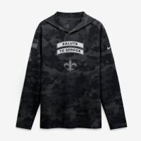 New Orleans Saints Nike 2026 Salute to Service Sideline Lightweight Hooded Dri-FIT Long Sleeve Top - Black