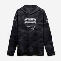 New England Patriots Nike 2026 Salute to Service Sideline Lightweight Hooded Dri-FIT Long Sleeve Top - Black
