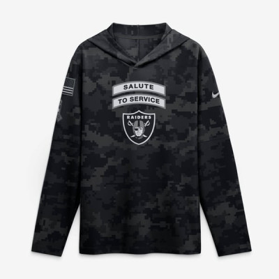 Las Vegas Raiders Nike 2026 Salute to Service Sideline Lightweight Hooded Dri-FIT Long Sleeve Top - Black