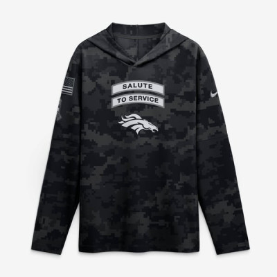 Denver Broncos Nike 2026 Salute to Service Sideline Lightweight Hooded Dri-FIT Long Sleeve Top - Black