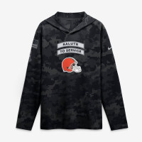 Cleveland Browns Nike 2026 Salute to Service Sideline Lightweight Hooded Dri-FIT Long Sleeve Top - Black