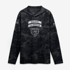 Chicago Bears Nike 2026 Salute to Service Sideline Lightweight Hooded Dri-FIT Long Sleeve Top - Black Chicago Bears Nike 2026 Salute to Service Sideline Lightweight Hooded Dri-FIT Long Sleeve Top - Black