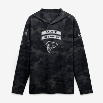 Atlanta Falcons Nike 2026 Salute to Service Sideline Lightweight Hooded Dri-FIT Long Sleeve Top - Black