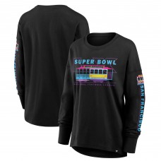 Женская Super Bowl LX Fanatics Black Trolley Car Long Sleeve T-Shirt Женская Super Bowl LX Fanatics Black Trolley Car Long Sleeve T-Shirt