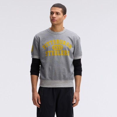 Pittsburgh Steelers Fanatics Athletic Heather Gray IconicFleece Short Sleeve Sweatshirt