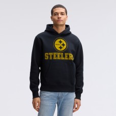 Pittsburgh Steelers Fanatics Black IconicFleece Flocked Hoodie