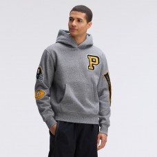 Pittsburgh Steelers Fanatics Athletic Heather Gray IconicFleece Letterman Hoodie Pittsburgh Steelers Fanatics Athletic Heather Gray IconicFleece Letterman Hoodie