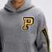 Pittsburgh Steelers Fanatics Athletic Heather Gray IconicFleece Letterman Hoodie