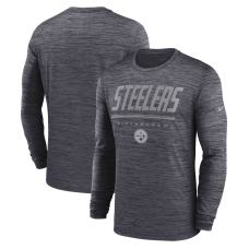 Футболка с длинным рукавом Pittsburgh Steelers Nike Black Sideline Offensive Transition Velocity Dri-FIT Футболка с длинным рукавом Pittsburgh Steelers Nike Black Sideline Offensive Transition Velocity Dri-FIT