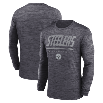 Футболка с длинным рукавом Pittsburgh Steelers Nike Black Sideline Offensive Transition Velocity Dri-FIT