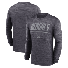 Футболка с длинным рукавом Cincinnati Bengals Nike Black Sideline Offensive Transition Velocity Dri-FIT Футболка с длинным рукавом Cincinnati Bengals Nike Black Sideline Offensive Transition Velocity Dri-FIT